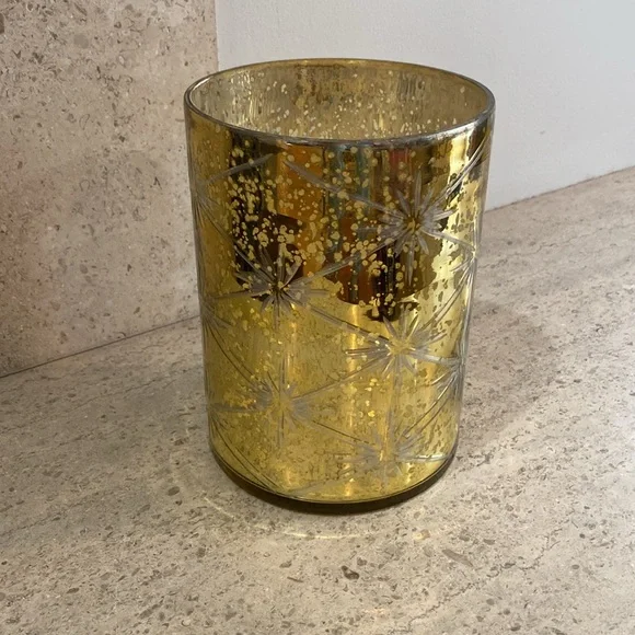 West Elm Distressed Gold Starburst Mercury Glass Candle Holder - Picture 6 of 8